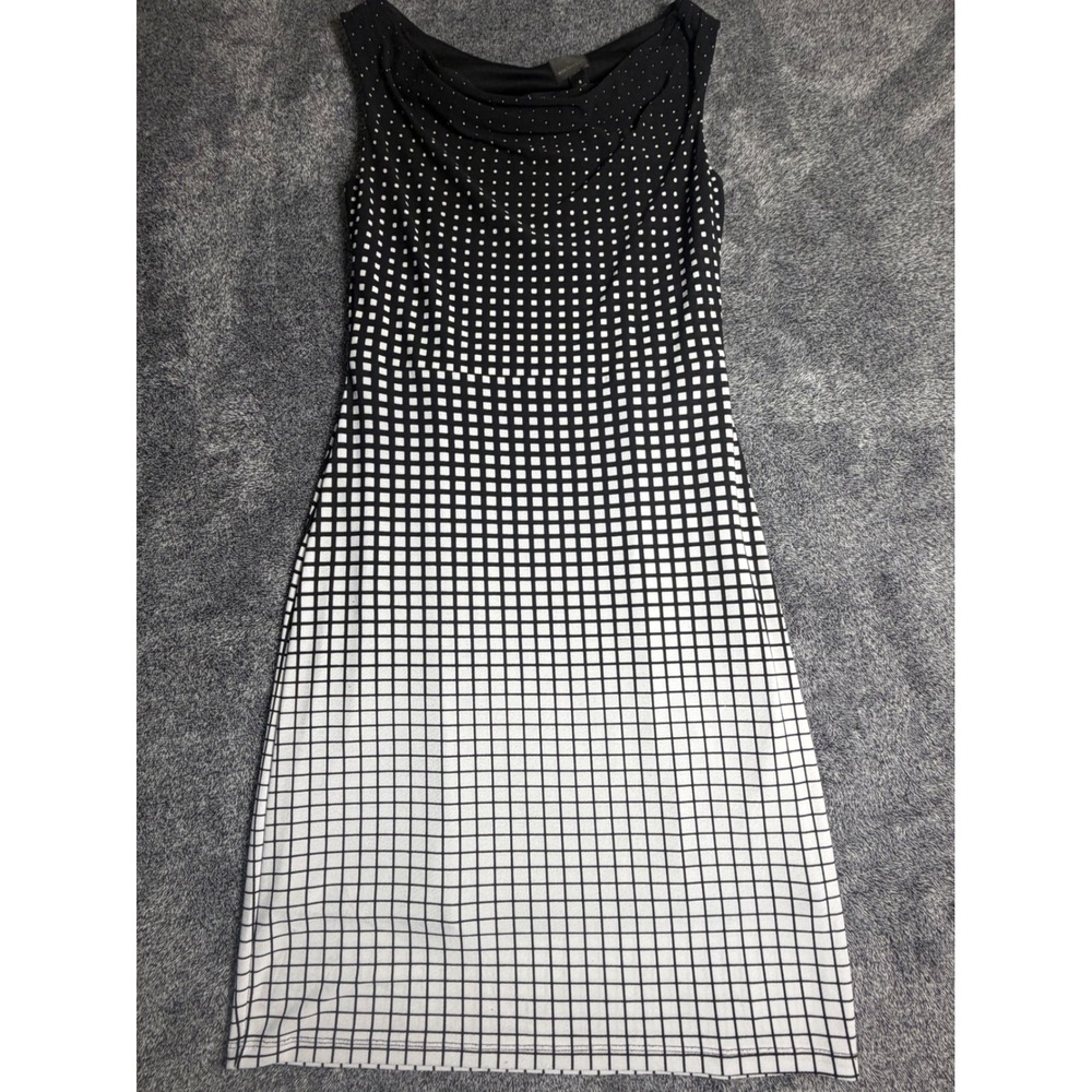 Worthington Womens Black White Ombre Grid Polka Dot Cowl Neck Sheath Dress 6